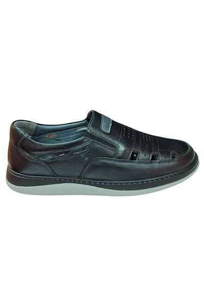 Dr.Relax 118 Men's Black Leather Summer Comfort Shoes