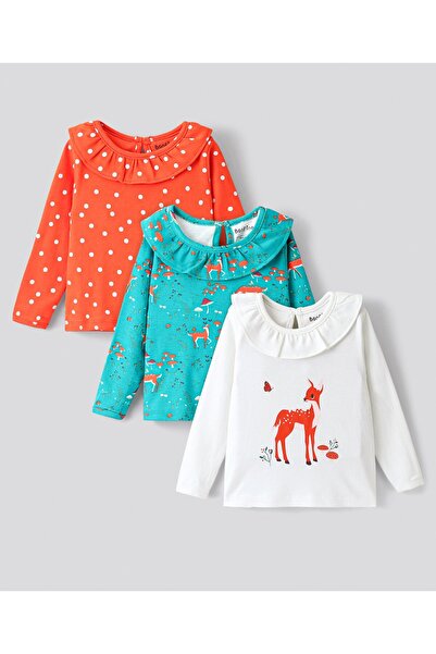 Bonfino بلوزة محبوكة من القطن بنسبة 100% متداخلة بطبعة Dear وPulka Dots، عبوة...