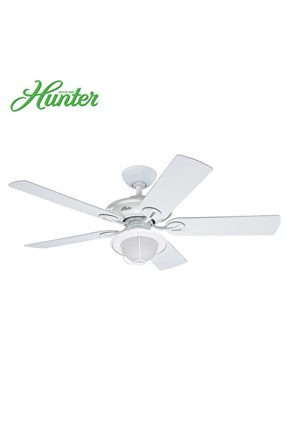 Hunter Fan Maribel Beyaz 132 Cm Aydınlatmalı Nemli Dış Mekan Mekan Tavan Vant...