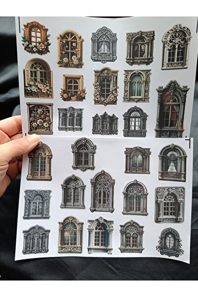 Pink Swan Craft Set de autocolante vintage pentru ferestre din lemn, jurnal cu glonțuri, autocolante pentru planificator