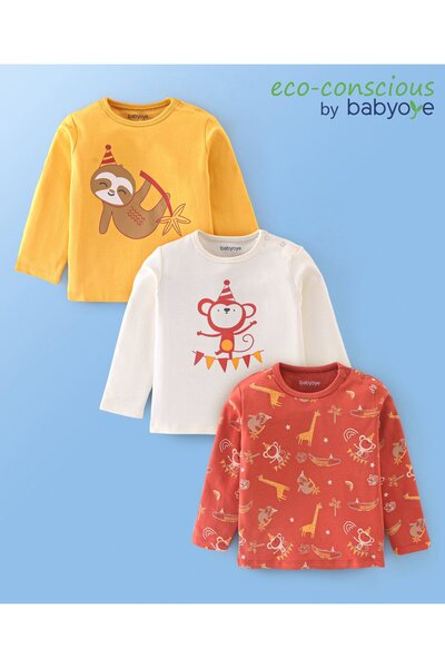 Babyoye تي شيرت بأكمام كاملة من القطن بنسبة 100% من Eco-Jiva Finish Giraffe a...