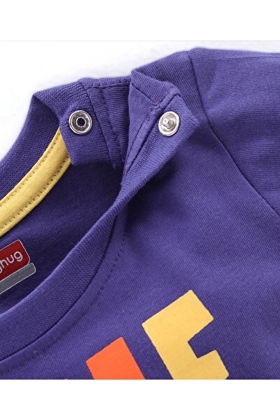 Babyhug 100% Cotton Knit Full Sleeves T-Shirt with Text Graphics - Violet