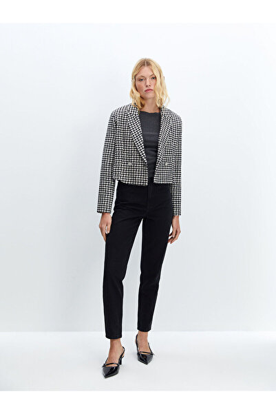 LC Waikiki Double Breasted Collar Patterned Women's Blazer Jacket