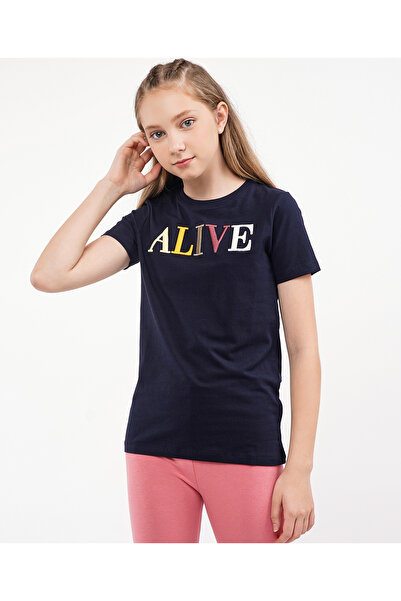 Name it تي شيرت Positive Vibes - أزرق داكن