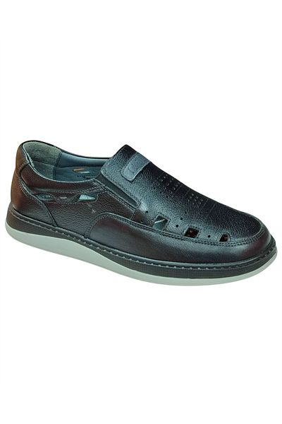 Dr.Relax 118 Men's Black Leather Summer Comfort Shoes