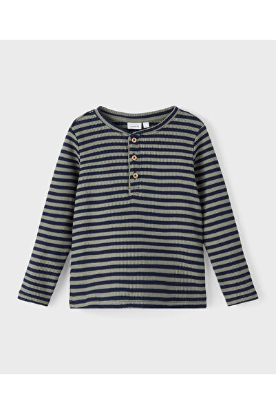 Name it تي شيرت مخطط بأكمام طويلة - أزرق ياقوتي داكن