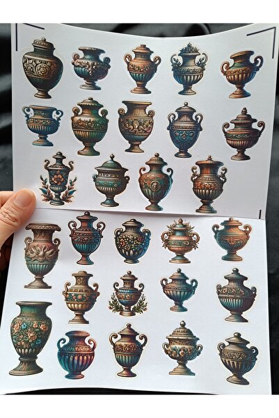 Pink Swan Craft Set de autocolante vintage din ceramică, jurnal cu glonțuri, ...