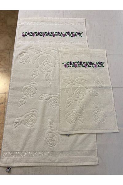 Vinezza Home Collection Πετσέτα προίκας χειροποίητη βαμβακερή με κοριτσάκι 50x90,30x50