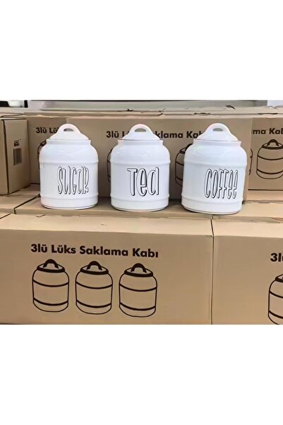 MİROĞLU GÜVENLİK TEKNOLOJİLERİ Set of 3 Sugar Tea Coffe Large Tea/Coffee/Cand...