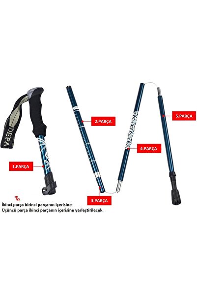 UmoTech Ayarlanabilir Trekking Batonu Alüminyum Dayanıklı Kaymaz ve Ter Emici Sap - 2 Adet