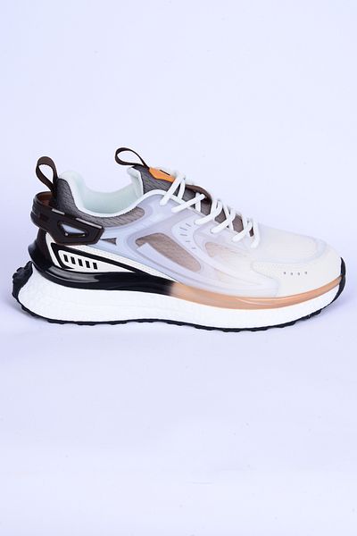 Pierre Cardin 10105 Mesh Laced High Sole Orthopedic Sole White-brown Casual Sports Shoes
