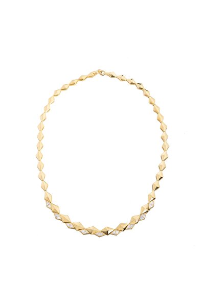 Spossy Silver Jewelry Baklava Taş Detay Kolye