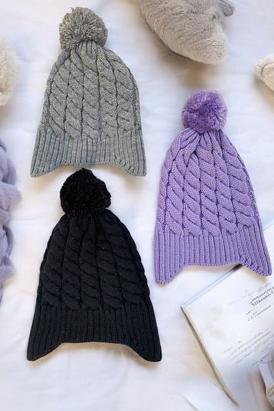 DAFFODİL Unisex Baby & Kids Beanie Set with Ear Protection Pompom (3-8 Years)