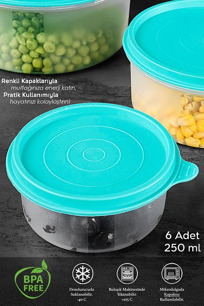 Meleni Home Colorful Round Food Storage Set of 6 - Food Container and Organizer