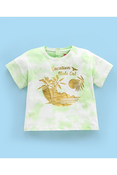 Babyhug تي شيرت Babyhug 100% بأكمام نصفية وتفاصيل مطبوعة برسومات ورقائق معدني...