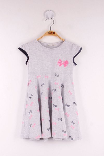 Toontoy Bow Patterned Girl's Dress
