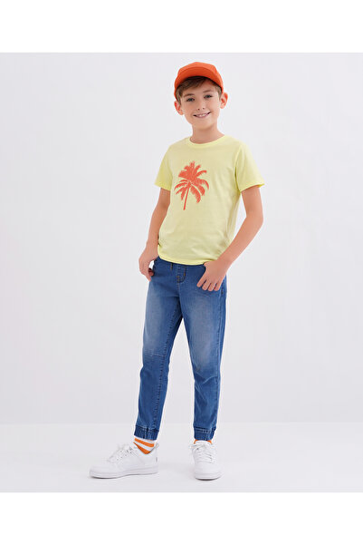 Primo Gino Half Sleeves T-Shirt Palm Tree Graphic Print - Blue