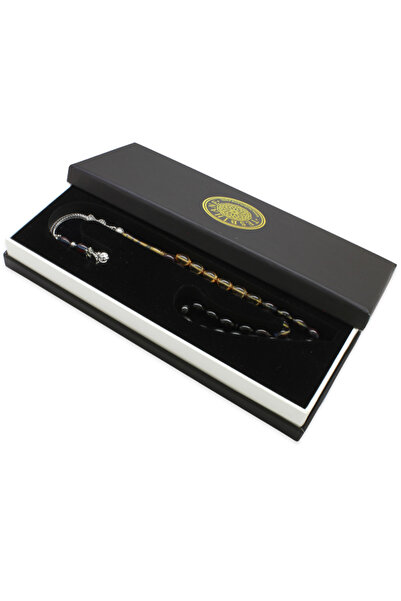 Tesbihane Ayyıldız Kararmaz Metal Püsküllü Arpa Kesim Süzme Mavi-beyaz Ateş Kehribar Tesbih