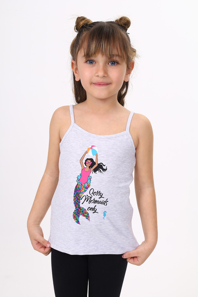 Toontoy Mermaid Printed Girl's Tank Top - Sequin Embroidered