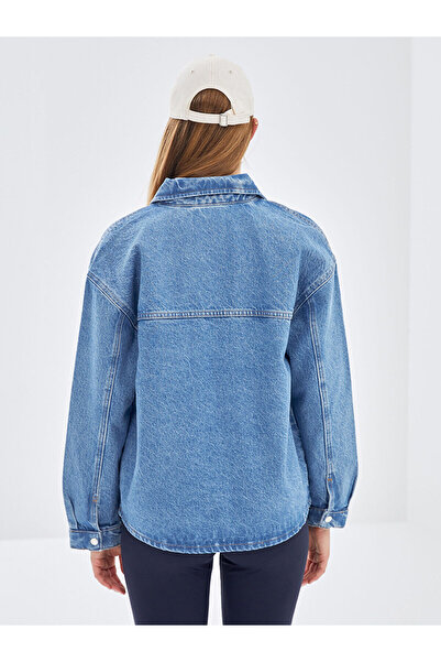 LC Waikiki Indigo O Oversized Women's Jean Shirt Jacket