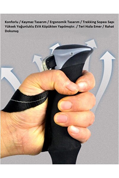 UmoTech Ayarlanabilir Trekking Batonu Alüminyum Dayanıklı Kaymaz ve Ter Emici Sap - 2 Adet