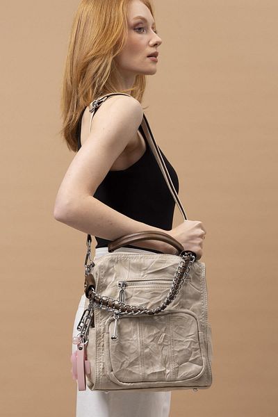 Matthew Cox Byn1031 Model Beige Women's Sleeve and Backpack
