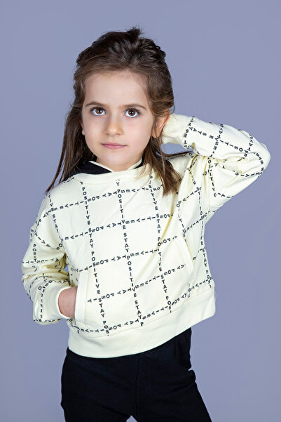 Toontoy Positiv cu imprimeu Crop Swea pentru fetiță tricou