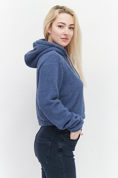Ellesse Women Sportswear Fit Brand Logo Drawstring Hoodie, Dusty Blue