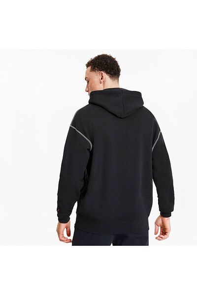 Puma Puma Recheck Pack - Černá pánská grafická mikina s kapucí