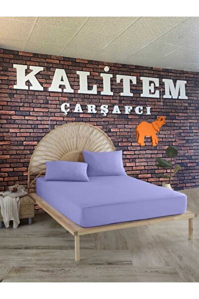 kalitem çarşafçı Lastikli Çarşaf Penye % 100 Pamuk Lila Tüm Ebatlar