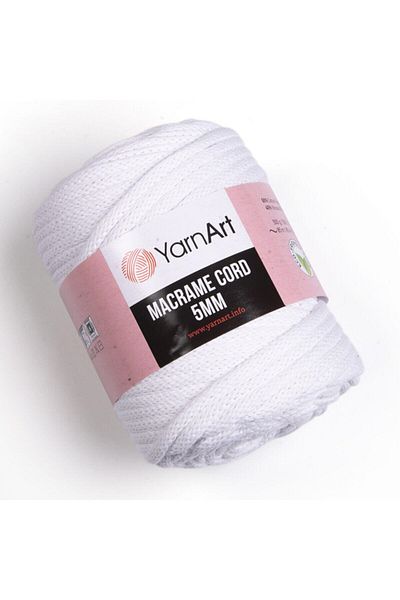 Yarnart Κορδόνι Macrame 5 Mm - Μακραμέ Χειροποίητο Νήμα Πλεξίματος Λευκό-751