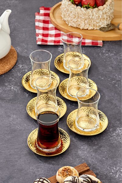 Cooker مجموعة من 6 أطباق شاي معدنية