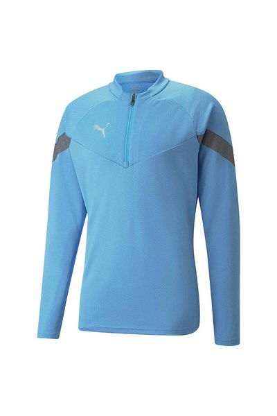 Puma Puma teamfinal modrá pánská technologická halenka uzavřená přední 14 zadní tým technické divadlo