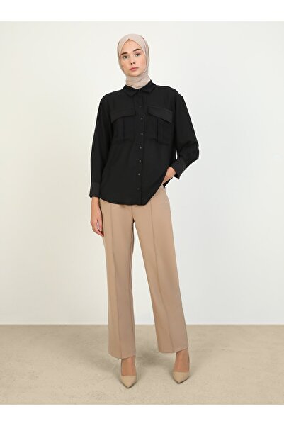 Refka Aeorin بلوزة / قميص أسود - تفاصيل الجيب