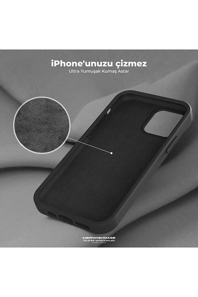 Merwish غطاء حماية من السيليكون متوافق مع هاتف Apple Iphone 13 وIphone 14 مع شعار مخملي باللون الأسود