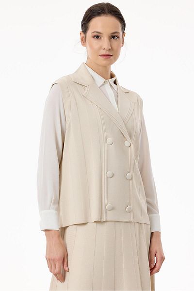 Tığ Triko Σετ γιλέκο και φούστα BEIGE Rayon