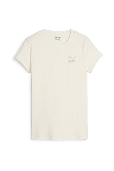 Puma Tričko Puma Classics Ribbed Slim Tee, béžové, dámske