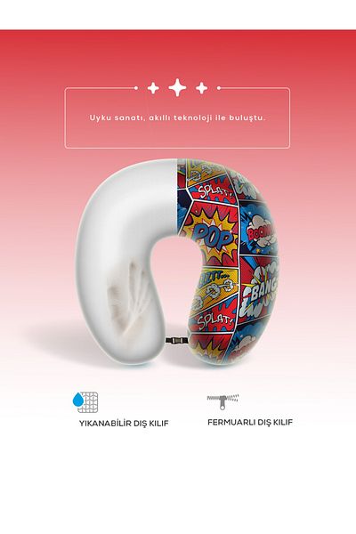 moda home bedding Visco Neck Pillow-Travel Pillow-Visco Pillow,Removable Case,Pop Art