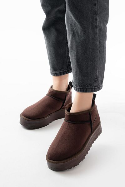 serkanseyyid Ndr-2850 Brown Suede Inside Fur Winter Closed Toe Women's Casual Slippers
