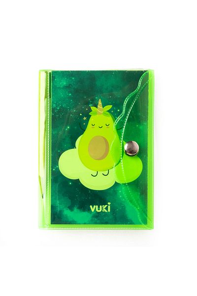VUKİ Mini caiet de pix cu 3 compartimente cu copertă de culoare avocado