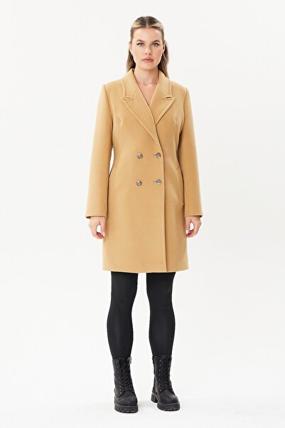 AGSPARK Ceket Yaka Ön Düğme Kapama Detaylı Kaban-4408