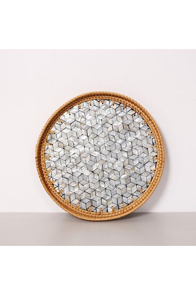 Renesse Home Dowa Handmade Pearlescent Rattan Tray