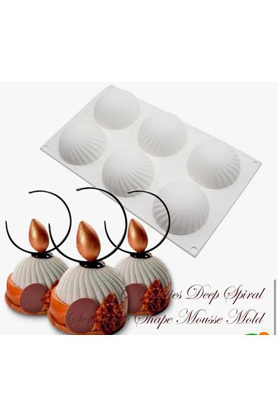 Şenhomee 1St Quality Cake Pastry - Baking Chocolate and Candy Dessert, Oblate Wavy Silicone Mold Set of 6