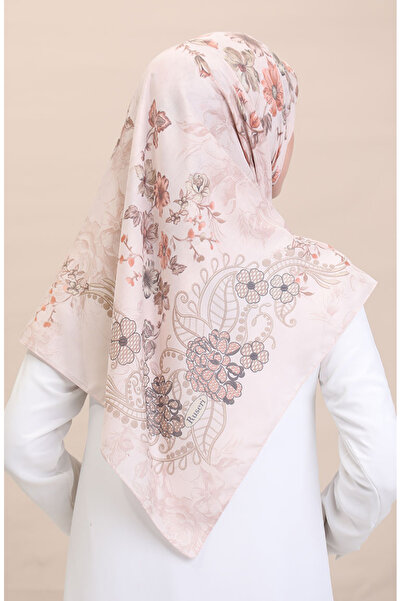 sefamerve CVS-03 Φουλάρι ροδάκινου σε σκόνη με σχέδιο