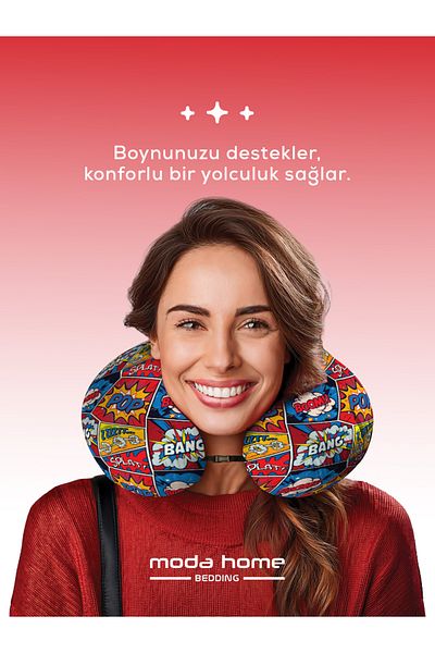 moda home bedding Visco Neck Pillow-Travel Pillow-Visco Pillow,Removable Case,Pop Art