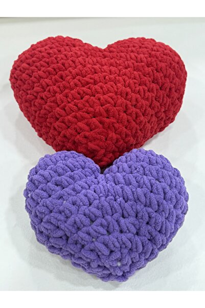 Alize 3 Pcs 428 Medium Gray Puffy Heart Pillow and 400g. Bead Fiber Set