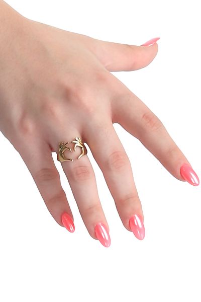 LABALABA Women's Lacquered Double Hand Heart - Love Ring