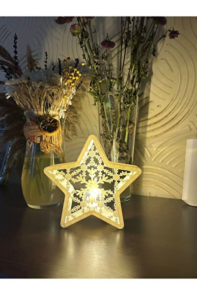 Genel Markalar Beyaz Yıldız ve Kar Tanesi Desenli LED Lamba, şık ve parlak de...