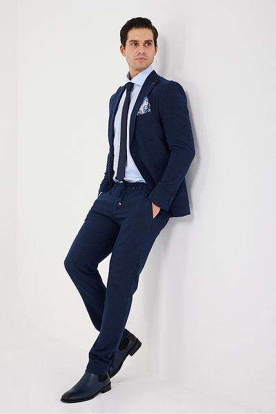 ACTUAL Costum în carouri pentru bărbați 4067-02 bleumarin