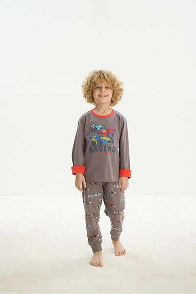 Sevim Costum de pijama gri cu mânecă lungă pentru băiat C0T4N7O8